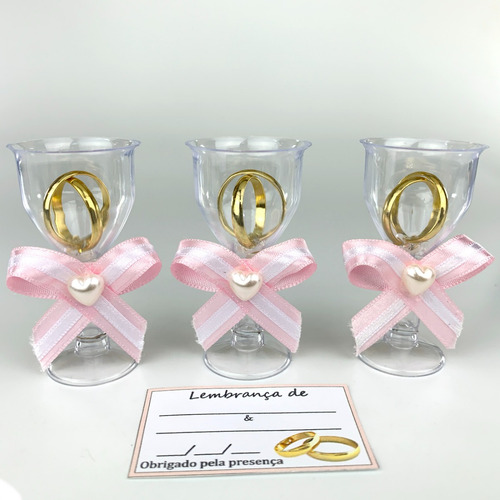 Lembrancinha Casamento Tacinha Aliancinhas - Cores - 50 Unid