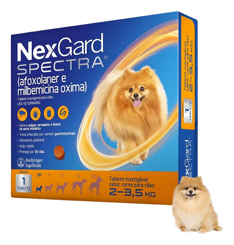 Nexgard Spectra Antipulgas Para Cães De 2 A 3,5kg 1 Tablet