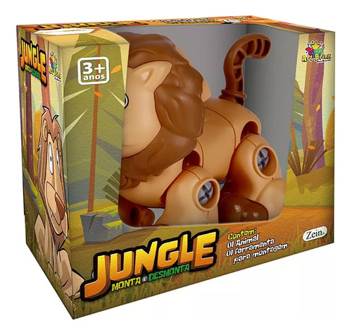 Brinquedo Educativo Animal Selvagem Monta E Desmonta Jungle Cor Leão