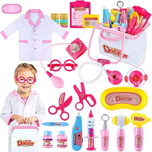 Innocheer Pink Doctor Kit Para Niños 25 Piezas Juego De Jugu