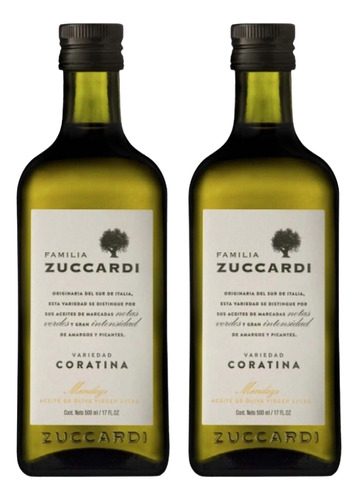 Azeite Zuccardi Coratina Extra Virgem 500 Ml - Kit 02 Un