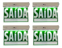 Comprar Kit 4 Luminárias De Balizamento Bivolt Led Saída Emergência Cor Verde E Branco 110vu002F220v