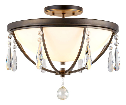 Lampara Techo Cristal Moderno Elegante 14.4 In 2 Luz Lagrima