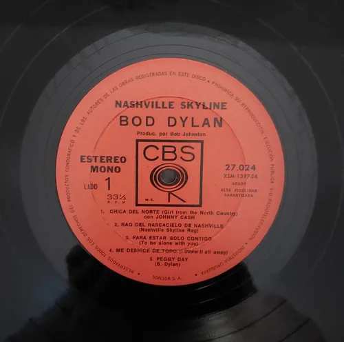Lp Bob Dylan Nashville Skyline (1969) Vg+ . Edição Uruguaia