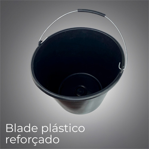 Kit 6 - Baldes Plástico Com Alça Metal 12 Litros Cor Preto