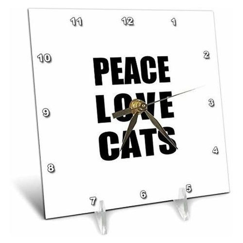 Reloj De Escritorio  Paz, Amor Y Gatos 