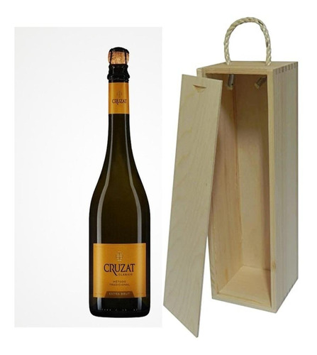 Estuche Madera Champagne Cruzat Premier Extra Brut X 750cc