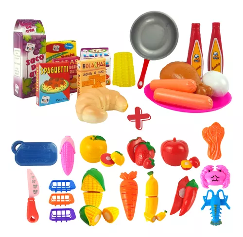 Kit Cozinha Infantil com Frigideira, Ovo e Salsicha - 7 Peças