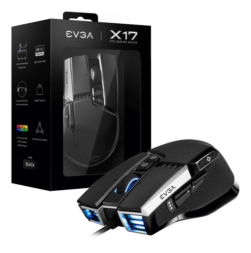 Imagen 6 de 6 de Mouse gamer de juego Evga X17 black