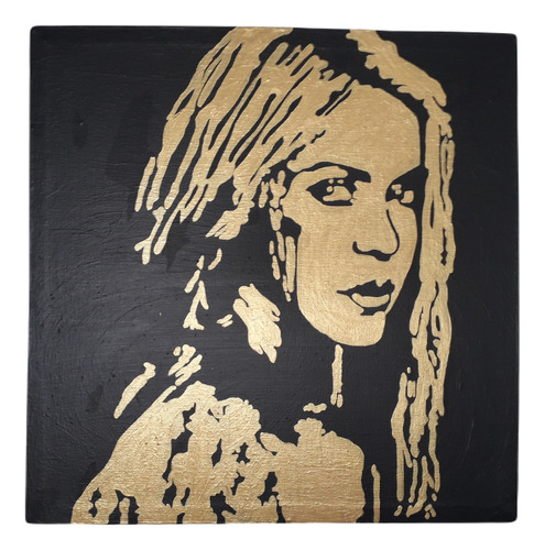 Cuadro Decorativo Pintura Shakira Dorado 90x90cms.