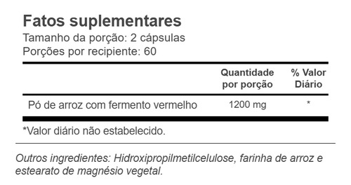 Red Yeast Rice 1200 mg Levedura de Arroz Vermelho 120 Cápsulas Vitacost Importado