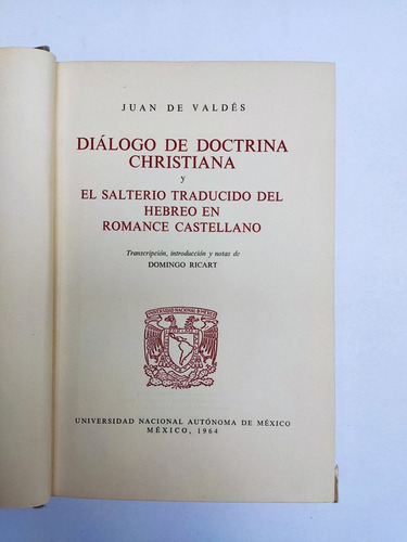 Libro Dialogo De Doctrina Christiana Y El Salterio 171j9 (Usado)