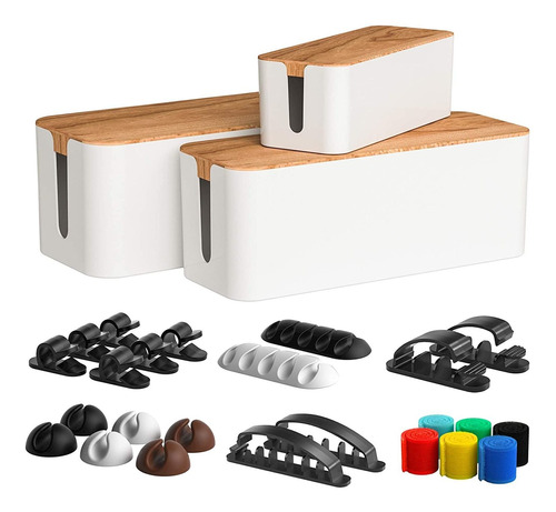 3 Cajas Organizacion De Cables Garden Blanca Con Accesorios