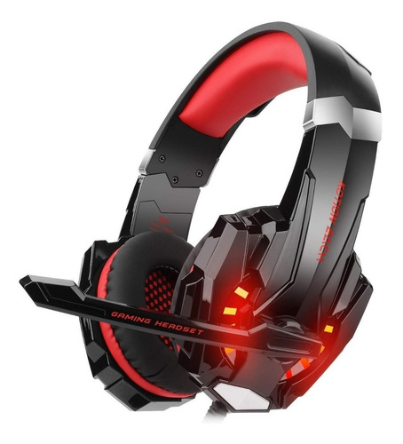 Imagen 3 de 6 de Auriculares gamer Kotion Each G9000 black y red con luz LED