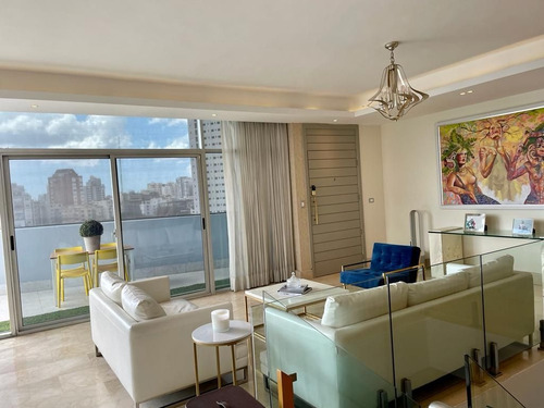 Apartamento Penthouse Con Terraza En Alquiler Amueblado En Serralles, Facil Acceso A Sectores Como Piantini, Evaristo Morales, Naco