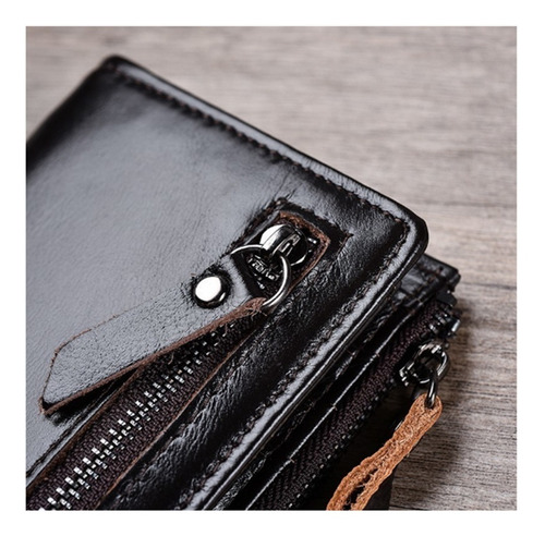 Cartera Billetera 100% Piel Para Hombre O Mujer Unisex Color Café Obscuro