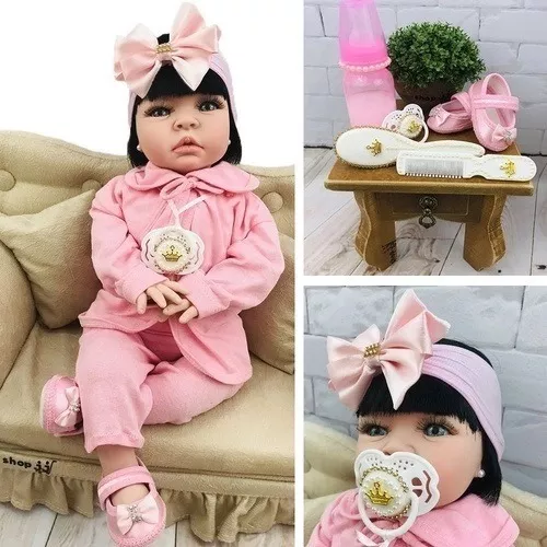 Boneca Bebê Reborn Grande Morena 52cm Silicone + Enxoval - Cegonha Reborn  Dolls - Bonecas - Magazine Luiza