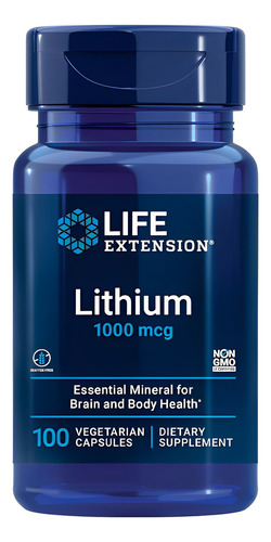 Lithium 1000mcg Life Extension 100 Capsulas 3un Sabor Sem sabor