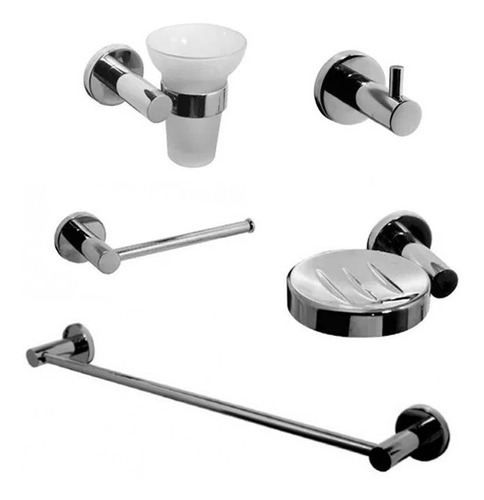 Combo 5 Accesorios Baño Hidromet Dynamic Cromo*