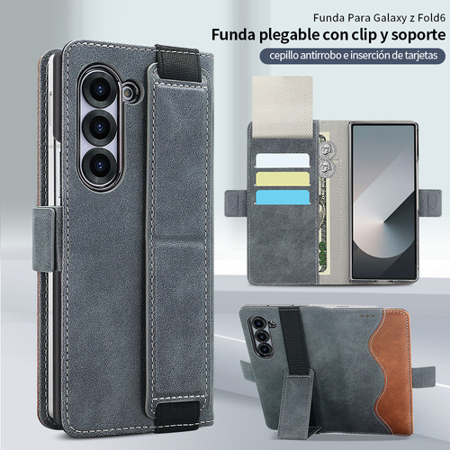 Funda De Piel Con Ranura Para Tarjetas Y Tapa Para Samsung Fold 5 6