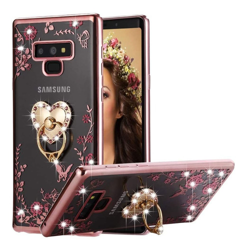 Galaxy Note 9 Caso Anillo Rosa Tm Tm Soft Sling Bling R...