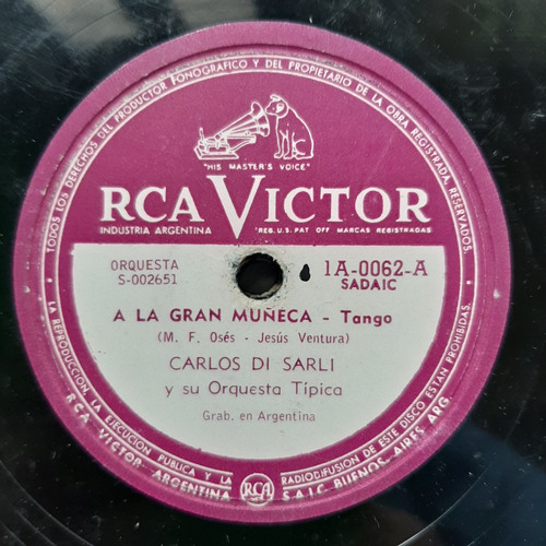 Pasta Carlos Di Sarli Orq Tip O Serpa Rca Victor C67