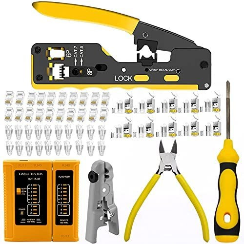 Gaobige Rj45 Crimp Tool Kit, Pass Thru Cat7 Cat6a Cat6 Cat5e