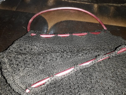Bolsa Cartera Vintage Tejida Nylon Artesanal Manijas Metal