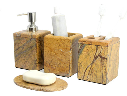 Set Accesorios De Baño Kleo Brown Marble