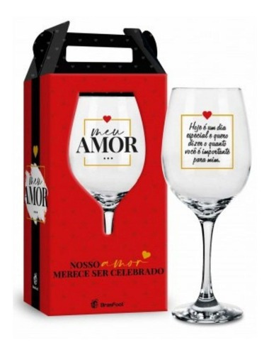 Taça Vinho Nosso Amor Merece Celebrar Presente Na Caixa Cor Transparente