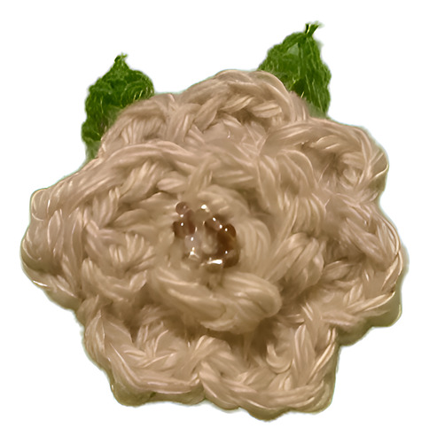 Prendedor Flor Crochet ,con Rocallas Artesanal