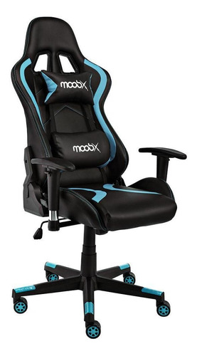 Cadeira Gamer Moobx Thunder Preto E Azul Cor Azul/Preto Material do estofamento Poliuretano