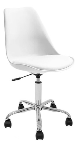 Silla Tulip Eames Giratoria Neumatica Estrella Cromada Color Blanco