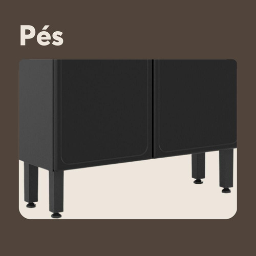 Cozinha Compacta Aço 6 Portas 2 Gavetas Estilo Bertolini Cor Grafite