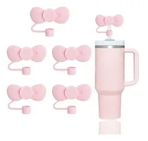 Comprar 5 Fundas Para Pajitas Con Lazo Rosa Compatibles Con Vasos St