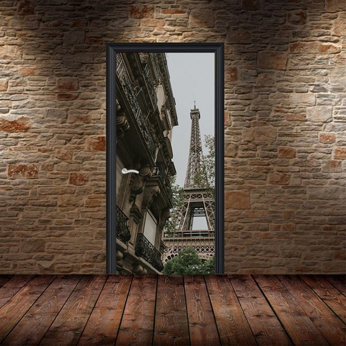 Vinilo Para Puerta Paris Francia Torre Eiffel Vinil Deco M7