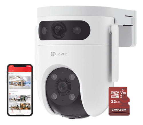 Cámara Ezviz Pt Doble Lente 6mp (3mp+3mp) Audio Bidireccional Memoria Micro Sd 32gb/ Cs-h9c/6mp