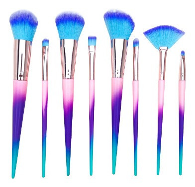 Set 8 Brochas Degradada Azul Arcoiris Sweet Beauty