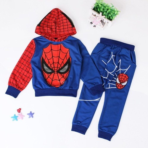 D Conjunto De Suéter Casual Con Capucha For Niño Spider-man