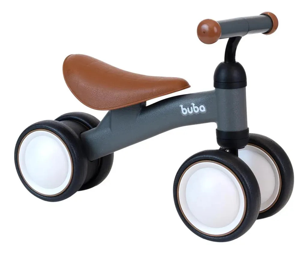 Bicicleta De Equilíbrio 4 Rodas Buba Retro Sem Pedal Cinza