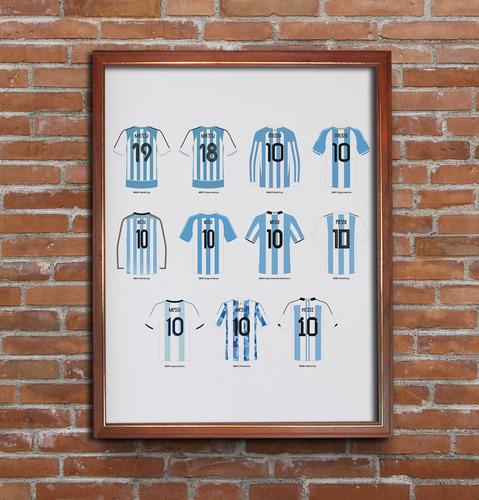 Cuadro Decorativo Todas Las Camisetas De Messi En Argentina