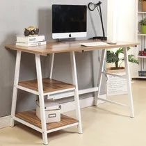 Comprar Escritorio Mesa Pc Oficina Industrial Estantes Muebles Web Blanco\u002Fmadera