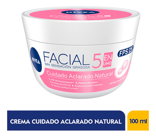 Crema Facial Nivea Cuidado Aclarado Natural 5 En 1 X 100ml