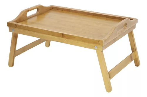 KKTONER Bandeja de cama de bambú con patas plegables, bandeja portátil para  servir, bandeja para aperitivos, bandeja de desayuno, mesa de dibujo (40)
