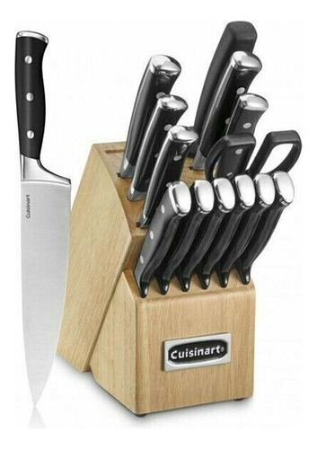 Conjunto de facas de aço inoxidável Cuisinart de 15 peças C77btr-15p cor preta