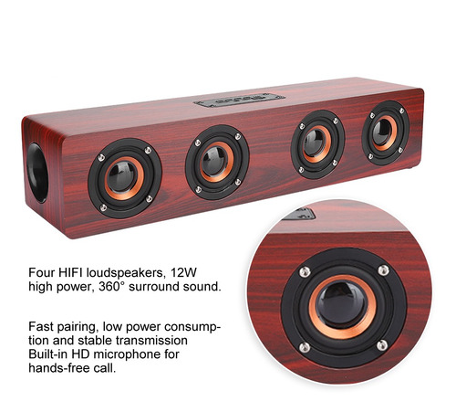 Altavoz Bluetooth 4.2 Altavoz Portátil De Madera Home Handh