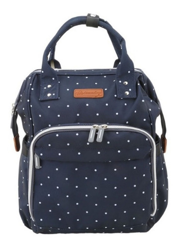 Mochila Maternal Con Bolsillo Bolso Color Jeans - Lunares