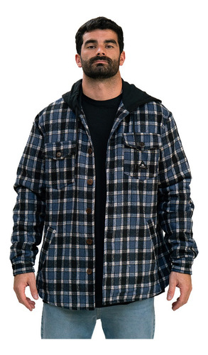 Campera Alaska Con Corderito Timor Azul Y Blanco