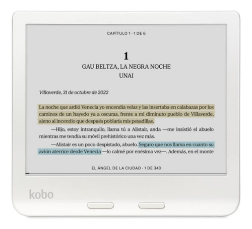 Lector E Reader Kobo Libra Colour Blanco Con Funda Beige