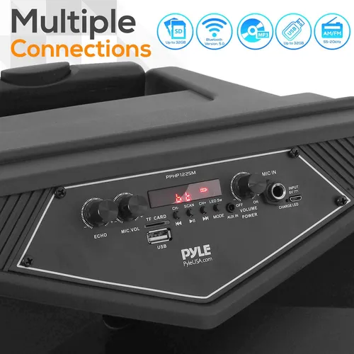 Portable Bluetooth Pa Speaker System Pyle Pphp122sm 800w
